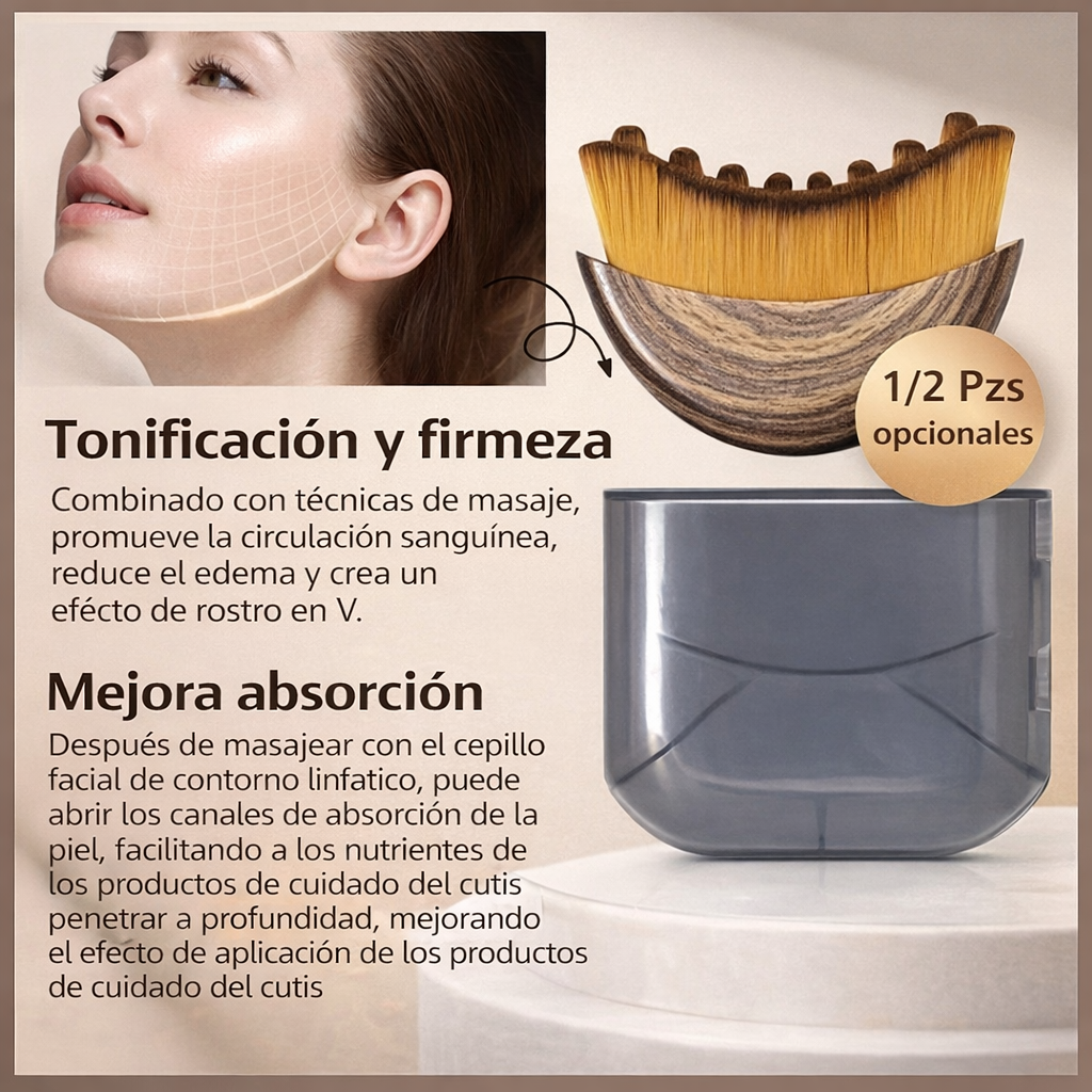 Brocha de drenaje linfático TODO EN UNO para desinflamar y definir el rostro
