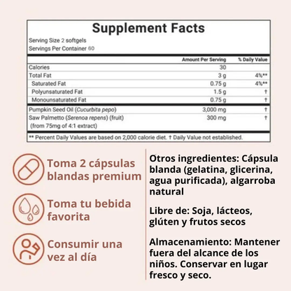 Aceite de Semilla de Calabaza 3000 mg – Cabello Fuerte y Piel Radiante HerbaLux